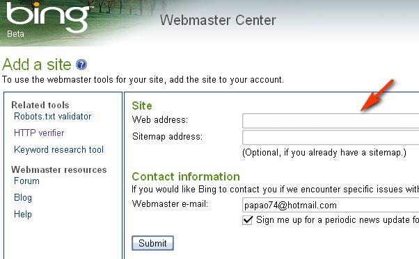 bing webmaster